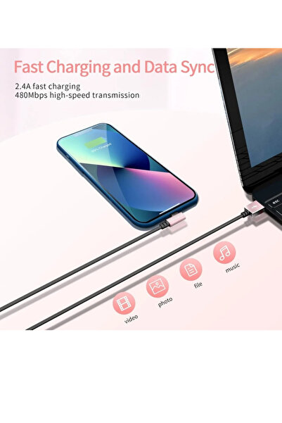 Lakewei Set of 2 charging cables for Iphone, Ipad Lakewei, 1m, black, pink