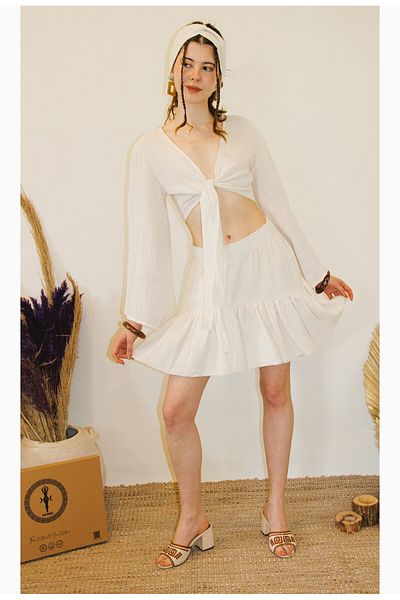 ARİNNASİDE Muslin Mini Layered Skirt-Top Set