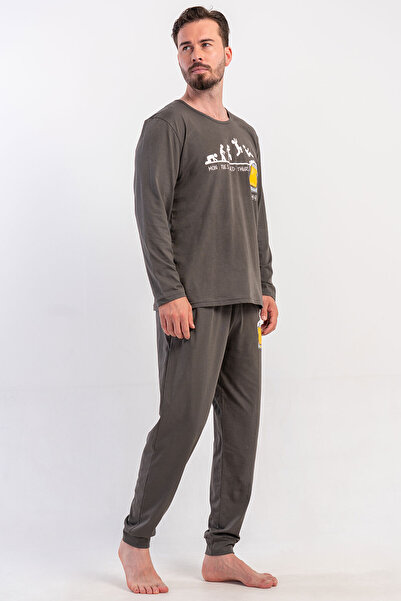 VİENETTA Cotton Men's Long Sleeve Pajama Suit, 504056