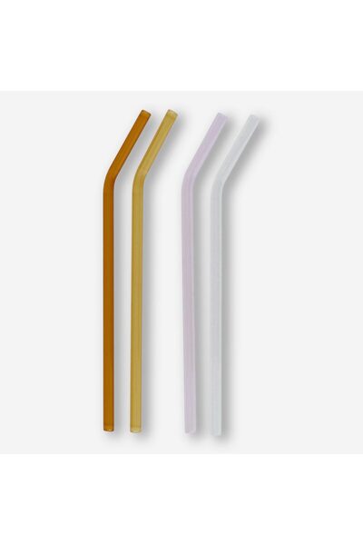 Flying Tiger Copenhagen 4'lü Çok Renkli Cam Pipet Seti 23 cm