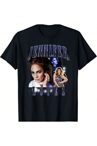 MAGORS تيشيرت جينيفر لوباز JLO مطبوع من القطن برقبة دائرية وأكمام قصيرة عادية