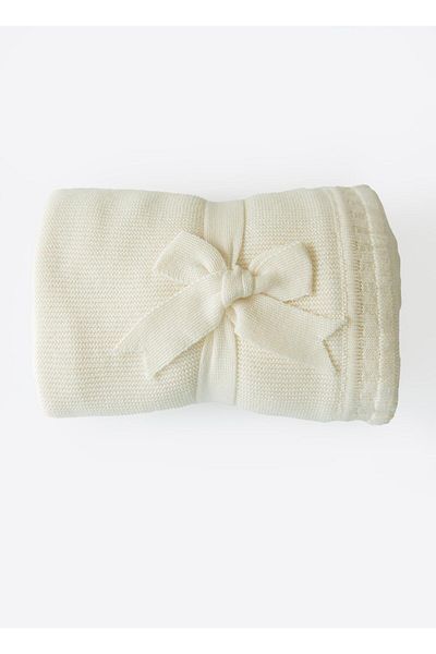 kitikate Organic Knitwear Thin Knitted Ruffle Blanket Natural