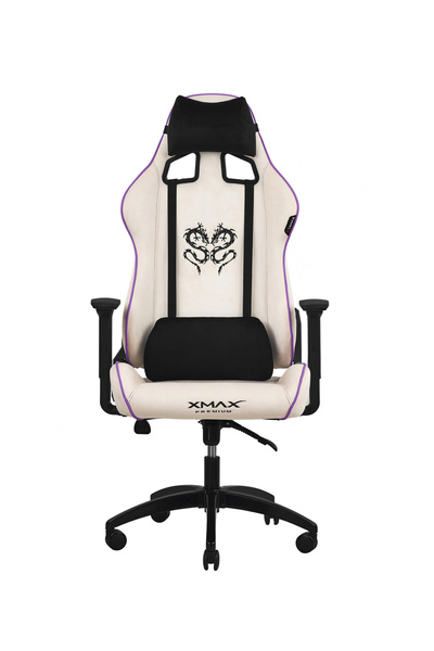 XMAX / Rio Plus Balerion Terletmez Kadife Kumaş Beyaz Gaming Oyuncu Koltuğu / 120 Kg Taşır