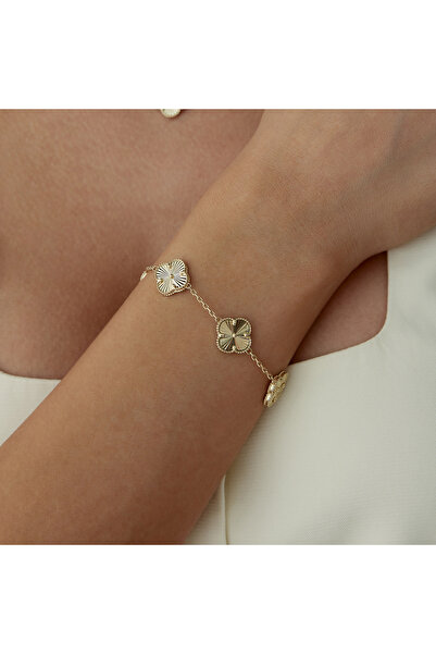 Cherry by Özkonak Beşli Altın Yonca Cleef Bileklik