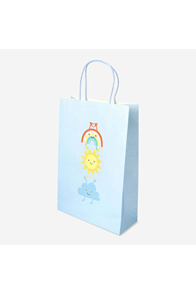 Flying Tiger Copenhagen Gökkuşağı Desenli Mavi Hediye Çantası 25 cm x 33 cm