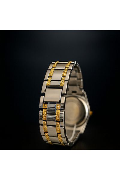 Goldpower Unisex Luxury Metal Wristwatch with Sim and Stone Detail