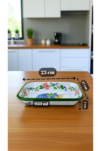 İnci Emaye No. 22 Enameled Square Plate Appetizer Breakfast Camping Picnic