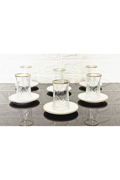 atabey home 12 Piece Porcelain Plate Tea Set - 6 Cup - 6 Plate - Odin Cup wit...