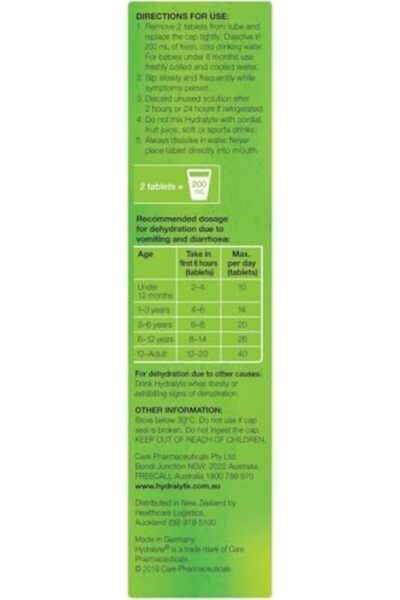 HYDRALYTE Effervescent Electrolyte Tablets Lemon Lime Flavor from - Pack of 20