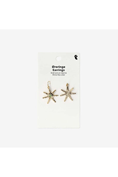 Flying Tiger Copenhagen Taş Detaylı Gold Yıldız Şeklinde Küpe