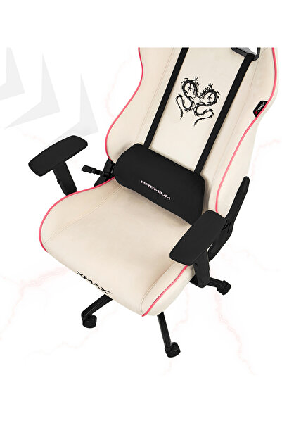 XMAX / Rio Plus Balerion Terletmez Kadife Kumaş Beyaz Gaming Oyuncu Koltuğu / 120 Kg Taşır