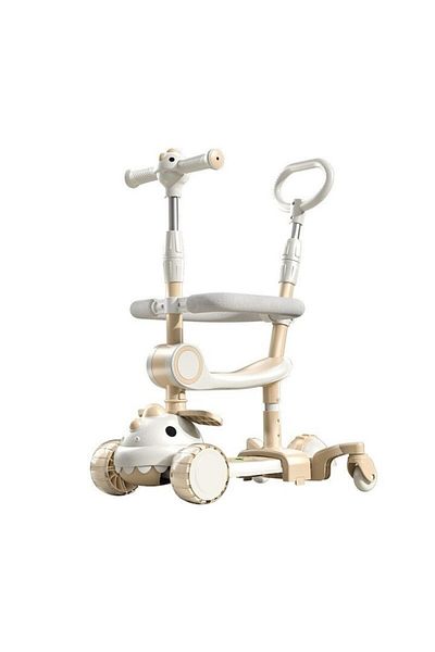 OEM 6-in-1 Multifunctional Scooter for Children, Dino Model, White/Beige