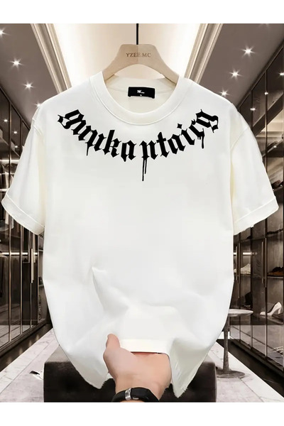 İSMTEXS تي شيرت من القطن الممشط مطبوع عليه رسومات بسيطة بأكمام قصيرة للجنسين ...