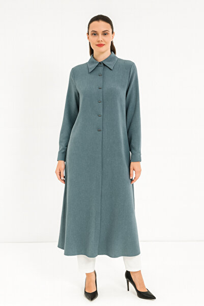 PERFECT 1552 ÖNDEN GİZLİ DÜĞMELİ GÖMLEK YAKA A KESİM TUNİK KAP #05-25#