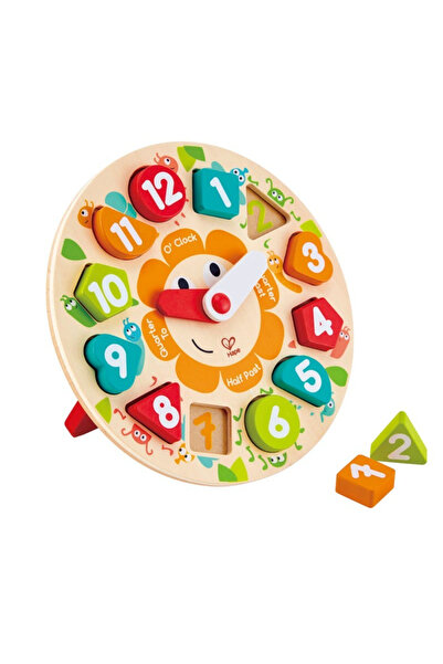 SDX Market Ceas de jucărie din lemn cu forme geometrice Ceas puzzle