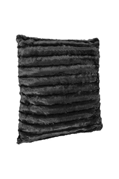 OEM Winter Decorative Pillow Black Faux Fur with Stripes