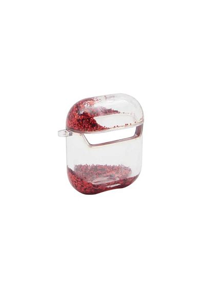 Bibilel Husă din silicon pentru Apple AirPods 1/2, sclipici, roșu-transparent, SSY-BBL4117