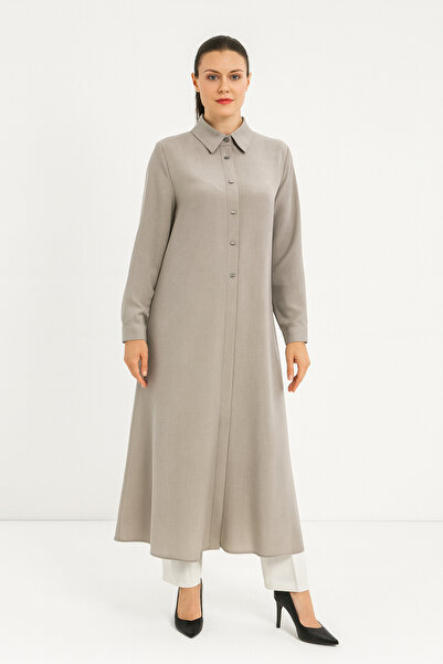 PERFECT 1552 ÖNDEN GİZLİ DÜĞMELİ GÖMLEK YAKA A KESİM TUNİK KAP #05-25#