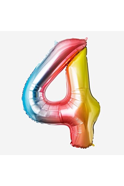 Flying Tiger Copenhagen 4 Rakamı Renkli Folyo Balon