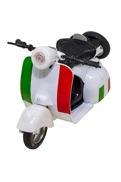 OEM Motocicleta Jucarie Vespa Die Cast, Sunet si Lumini, Alb, Scara 1:14