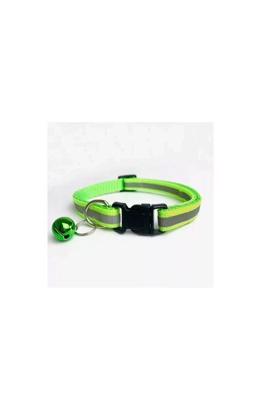 Bibilel Zgardă reflectorizantă pentru câini sau pisici, reglabilă, 21-33 cm, nailon, verde, RBT-BBL8138