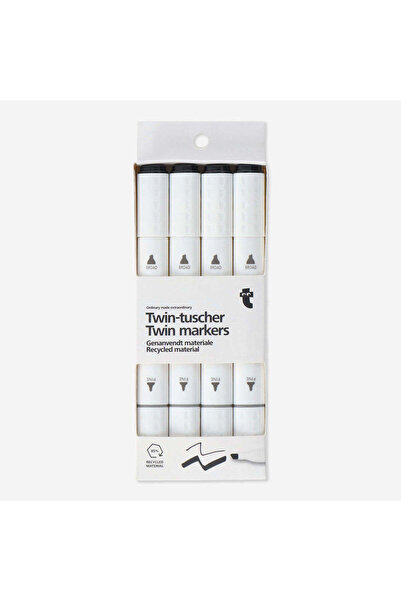 Flying Tiger Copenhagen 4'lü Siyah İki Uçlu Vurgulayıcı Kalem Seti