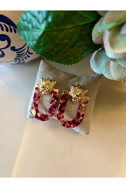 XUPING JEWELRY Aslan kafası kırmızı renkli barok küpe