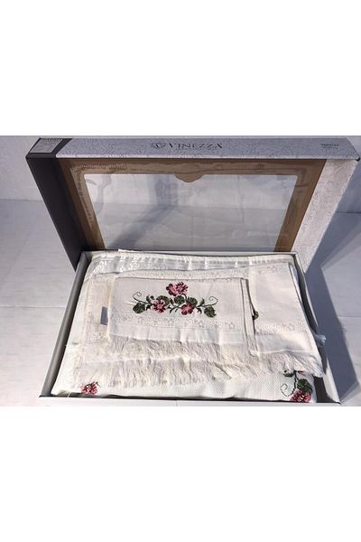 Vinezza Home Collection Dowry 6 Piece Floral Embroidered Etamine Prayer Rug Set Bundle Set