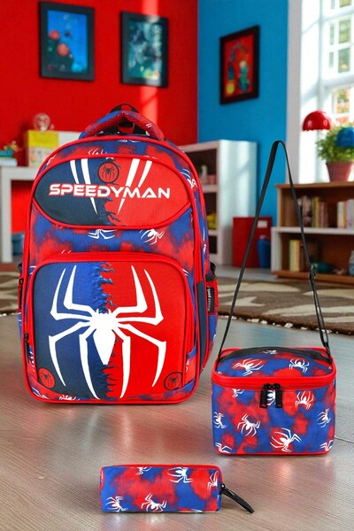 Shopiolog Rucsac ortopedic pentru școală primară, rezistent la apă, cu 3 compartimente, suport pentru creion, nutriție, rucsac pentru băieți, 3 piese