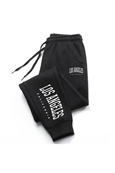 StartMore بنطال رياضي أسود مطبوع للنساء للجنسين من لوس أنجلوس