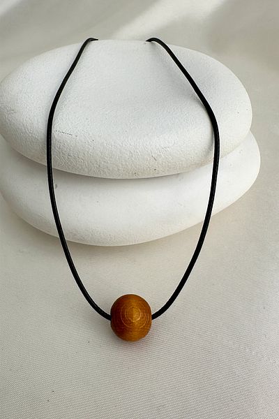 Modex Round Wooden Bead Black String Necklace (40cm)