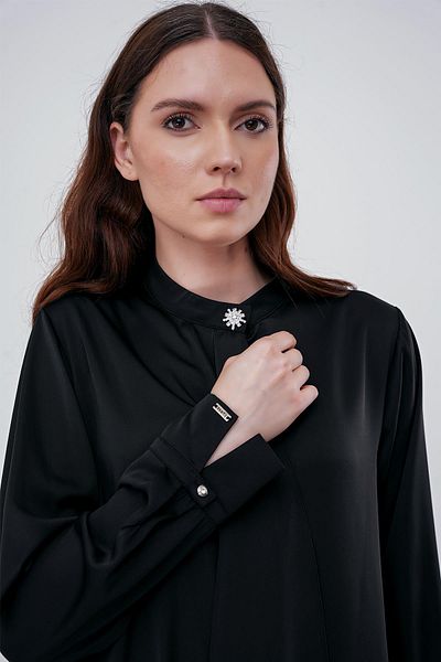 Zühre Collar Detailed Black Shirt G-0051