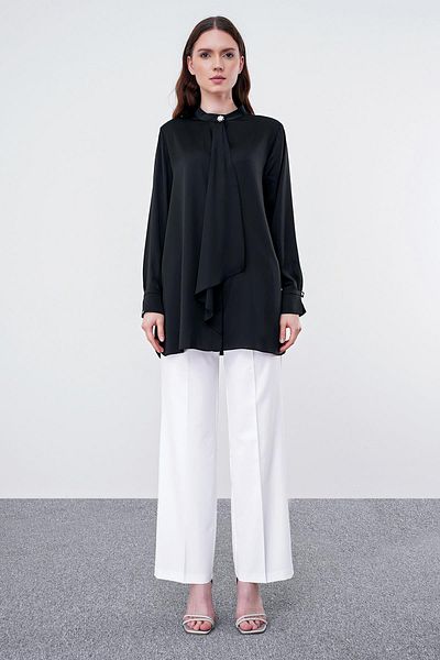 Zühre Collar Detailed Black Shirt G-0051