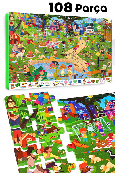EVAKANCA 108 Piece Find the Difference Thick Children's Puzzle Jigsaw Puzzle Picnic