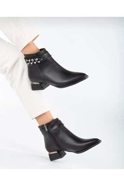 ELEVAM Καθημερινές μπότες Kain με πέτρα και πέρλες ΜΑΥΡΕΣ ΜΠΟΤΕΣ ΜΕ ΤΑΚΟΥΝΙ
