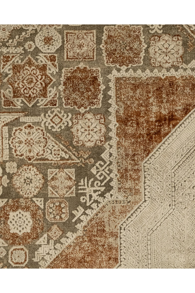 Turkrugs Memlük Serisi Halı Orta Çiçek Desenli Kiremit Tonları