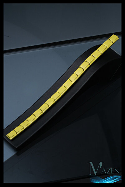 MAZEN سوار من الفولاذ المقاوم للصدأ ذو لون أصفر إيطالي بدون كتابة