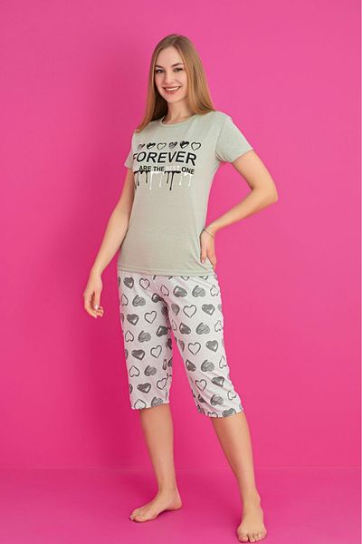 Farya Home Set Bermuda Capri cu mâneci scurte din bumbac visător