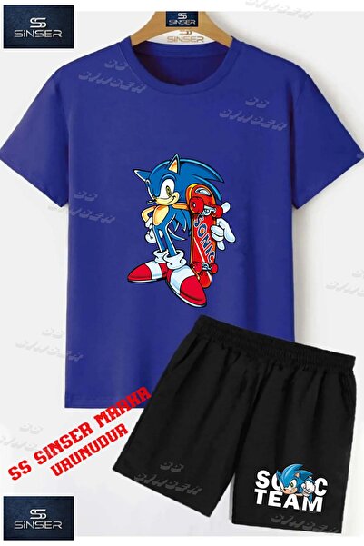 SS SİNSER تي شيرت مطبوع خاص للأطفال للجنسين "SONIC ON HAND SKATEBOARD" - طقم ...