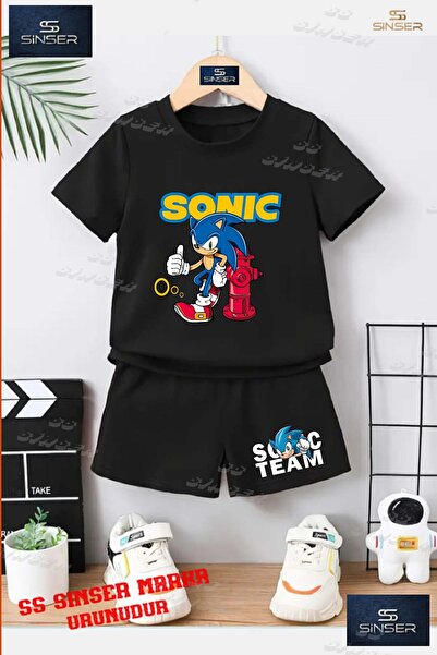 SS SİNSER Kids Unisex “Sonic Red Valve Reclined“ Custom Printed Crew Neck T-S...