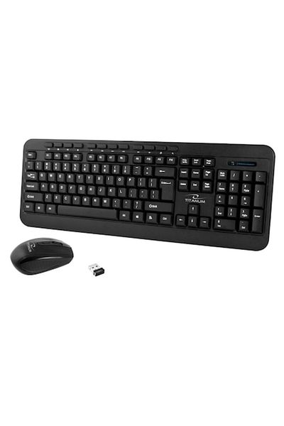 Titanium Kit tastatură și mouse multimedia wireless, 2.4 GHz, 1600 DPI, 3 butoane și derulare, Negru, TCL-BBL3