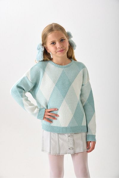 Nisrakids Girls' Knitwear Sweater – Diamond Pattern / Long Sleeve / Crew Neck
