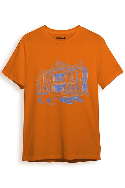 beloved.co Monaco Opera Themed Architecture and Retro Car Pattern 100% Cotton Regular Fit Unisex T-Shirt