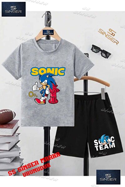 SS SİNSER Kids Unisex “Sonic Red Valve Reclined“ Custom Printed Crew Neck T-S...