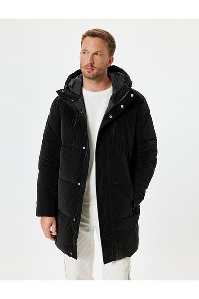 Koton Anorak Coat Hooded Slim Fit Zipper Pocket Detail