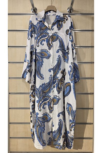 Park Moda Cămașă din in italian Rochie Model șal cu nasturi