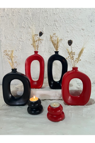 Zigzag Home Decorative 6 Piece Vase and Candle Holder Set Bohemian Style Vase, Tealight Candle Holder Set, Trinket