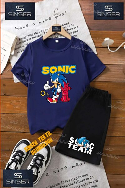 SS SİNSER Kids Unisex “Sonic Red Valve Reclined“ Custom Printed Crew Neck T-S...