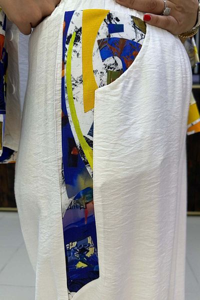 GÖKSEL Colorful Linen Pants Large Size