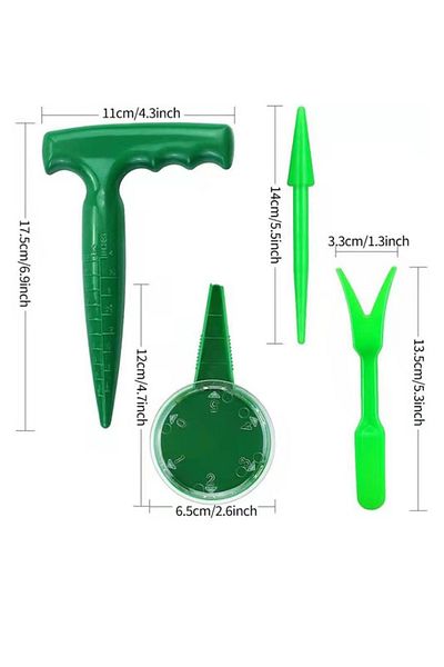 OEM Set of 6 gardening tools, different sizes, plastic, green